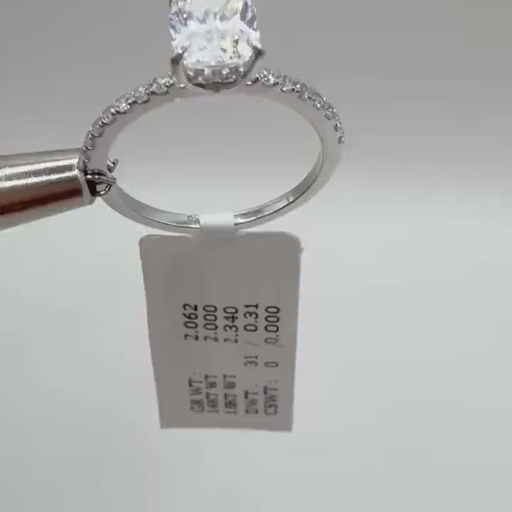 Elongated Cushion Lab Grown Diamond Ring | 14K Gold Hidden Halo Engagement Ring