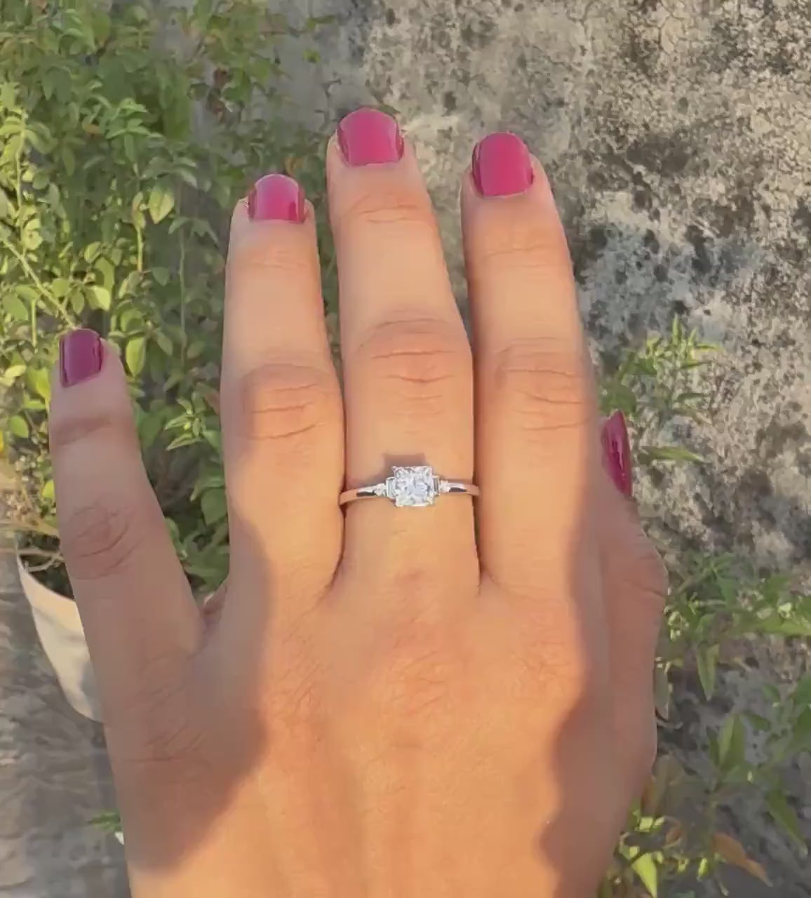 Princess Cut Lab Grown Diamond Engagement Ring | 5 Stone 14K Gold (IGI Certified)