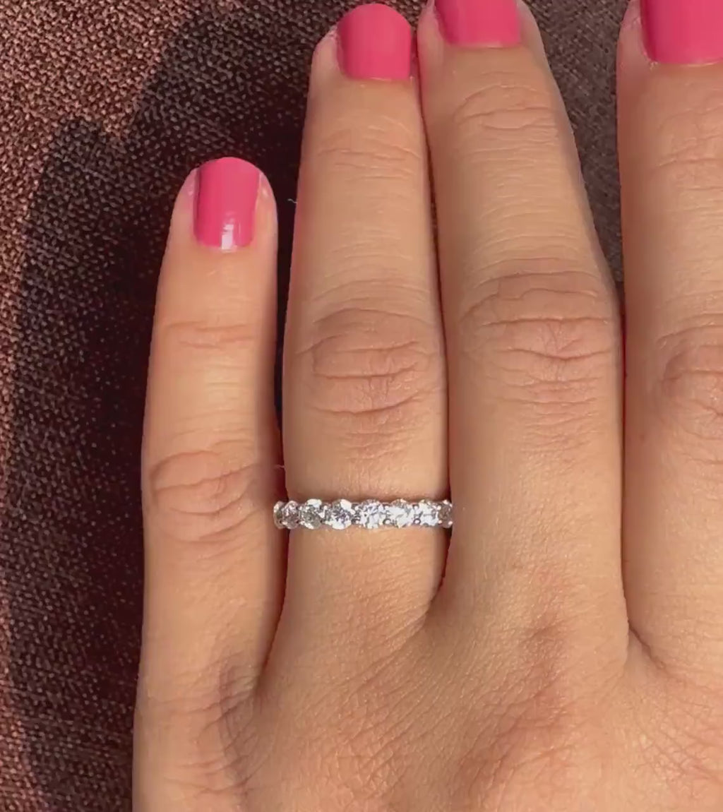 14K Gold Lab Grown Diamond Wedding Band | SGL Certified Half Eternity Ring