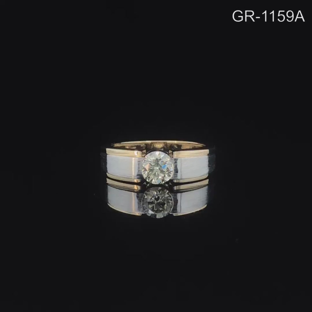 Mens Lab Grown 1CT Diamond Engagement Ring: Two-Tone 14K Gold Wedding Band