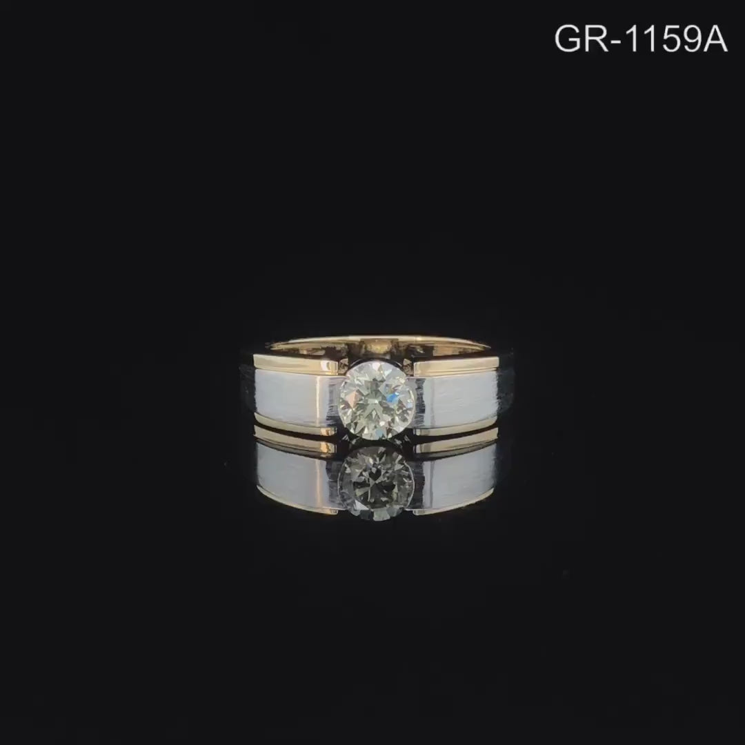 Mens Lab Grown 1CT Diamond Engagement Ring: Two-Tone 14K Gold Wedding Band