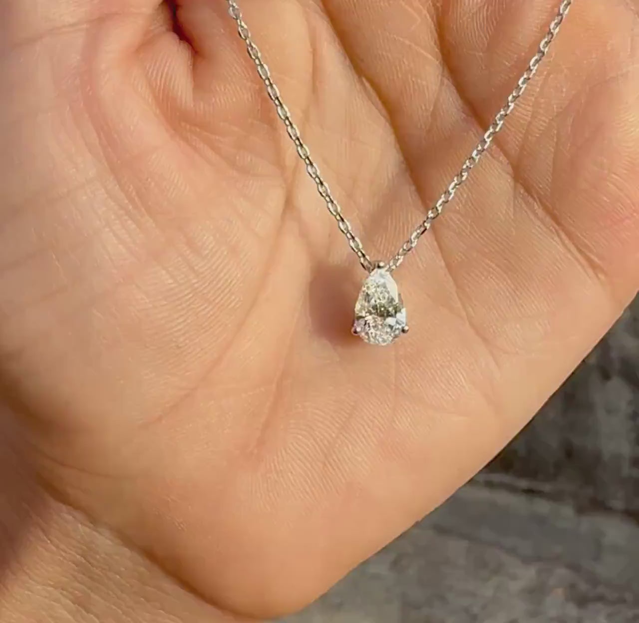 Pear Cut Lab Grown Diamond Solitaire Necklace | IGI Certified Teardrop Pendant