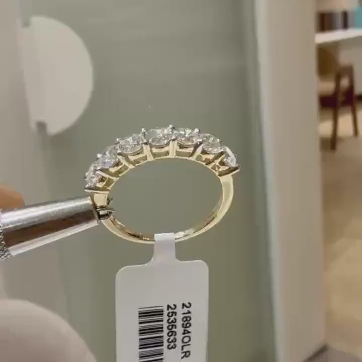 14K Gold Lab Grown Diamond Wedding Band | Seven Stone Eternity Ring
