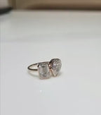Lab Grown Diamond Toi et Moi Ring | Pear Emerald Cut Bezel 14K Gold Certified