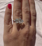 6CT Lab Grown Diamond Toi et Moi Ring: 14K Gold Heart & Emerald Cut