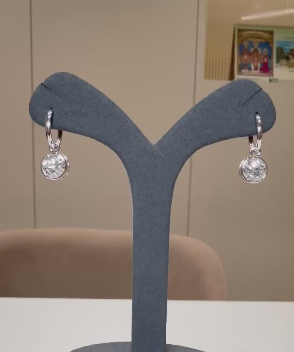 IGI Certified 4CTW Lab Grown Diamond Hoop Earrings | 14K Gold Dangles