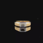 Emerald Cut 2CT Lab Grown Diamond Mens Ring: 14K Gold Bezel Set