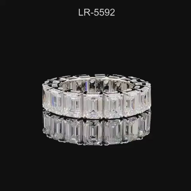 Lab Grown Diamond Eternity Band: 8ct Emerald Cut Wedding Ring