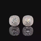 Lab Grown Diamond Stud Earrings | 2.00 CTW, 14K Gold Halo, Screwback