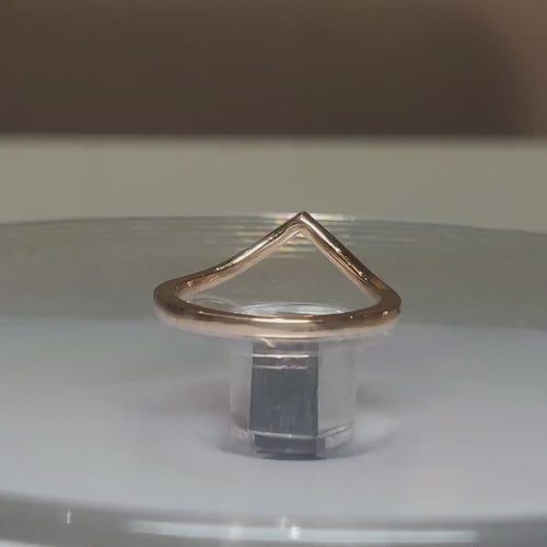 14K Solid Gold V-Shape Ring: Dainty Minimalist Wedding Band