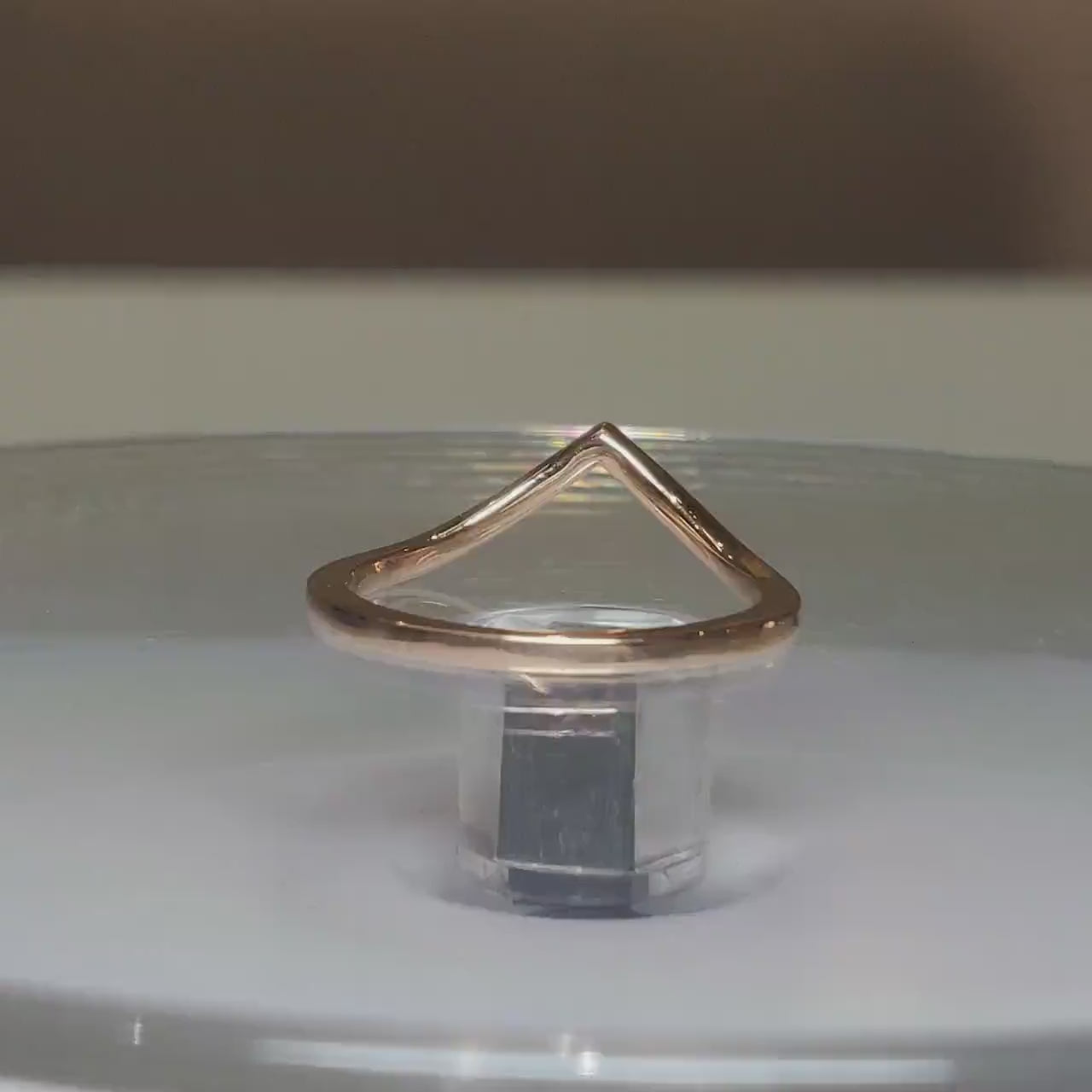 14K Solid Gold V-Shape Ring: Dainty Minimalist Wedding Band