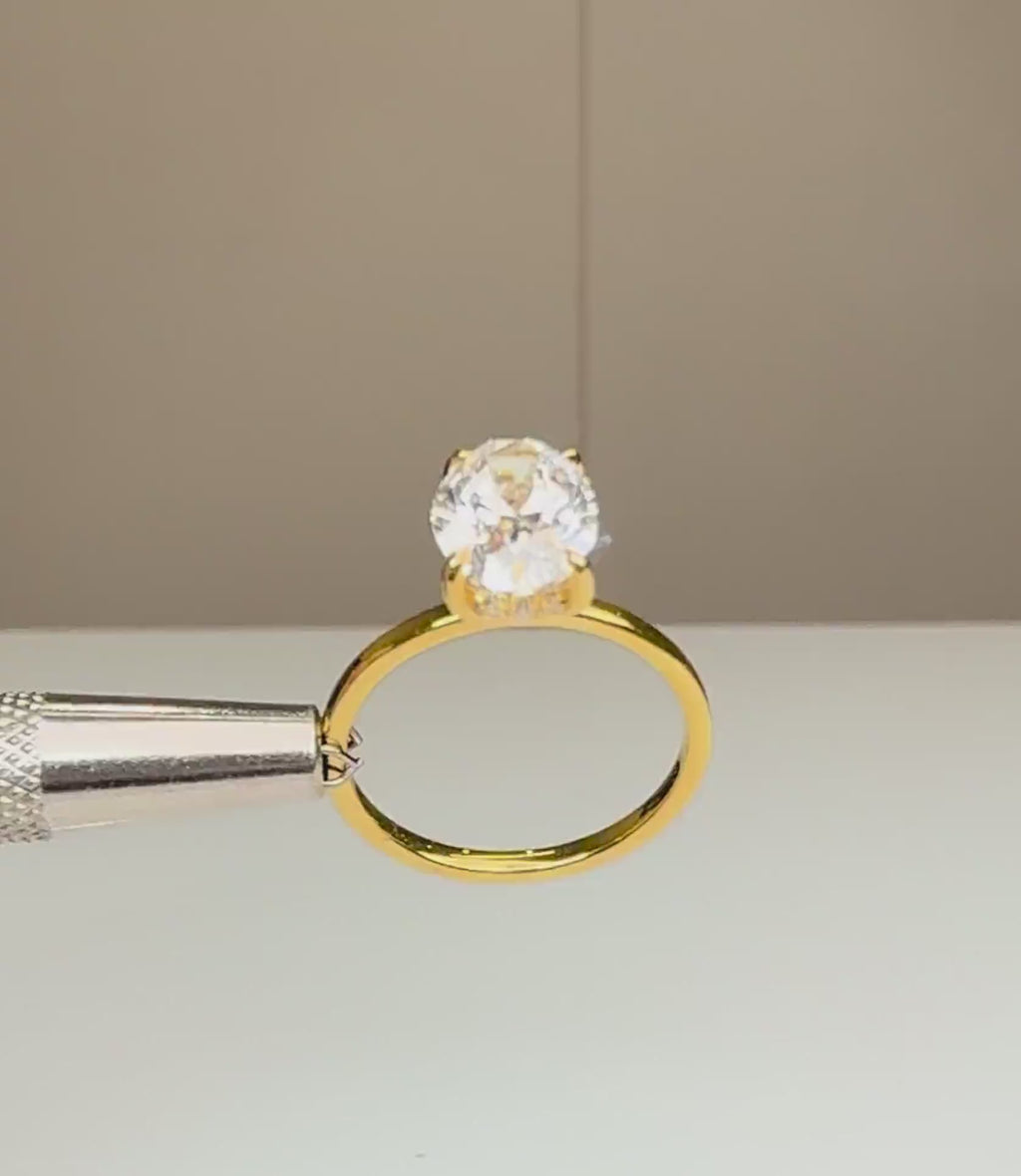 Oval Lab Grown Diamond Engagement Ring | Hidden Halo Solitaire | IGI Certified 14K Gold