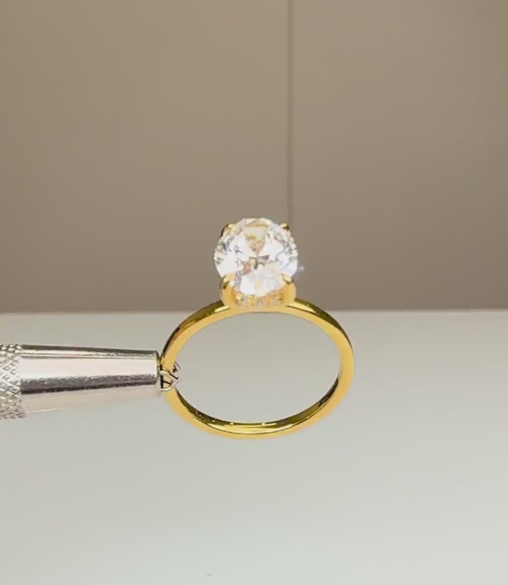 Oval Lab Grown Diamond Engagement Ring | Hidden Halo Solitaire | IGI Certified 14K Gold