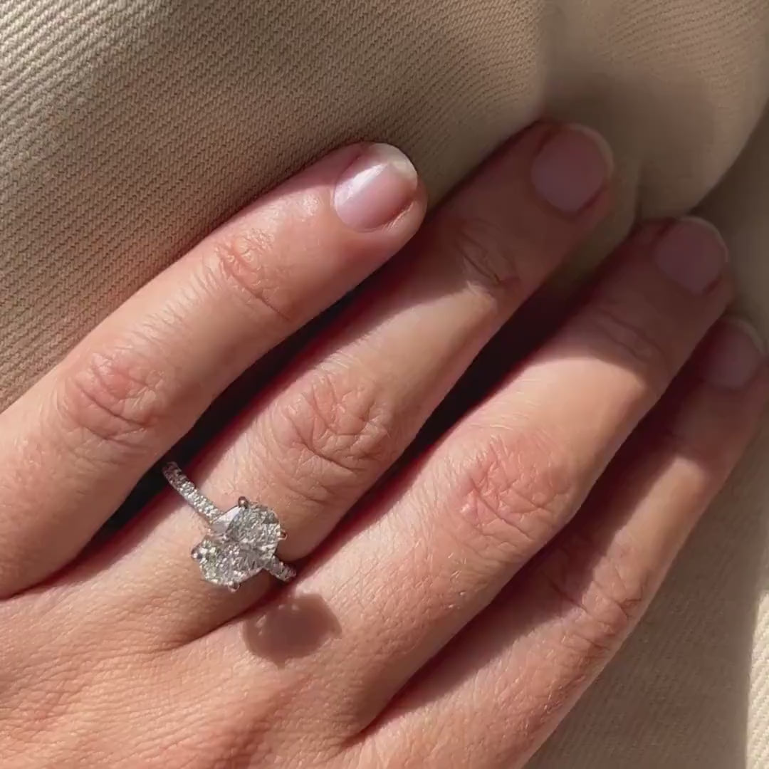 Oval Cut Lab Diamond Engagement Ring | 14K Solid Gold IGI Certified 2.20ct