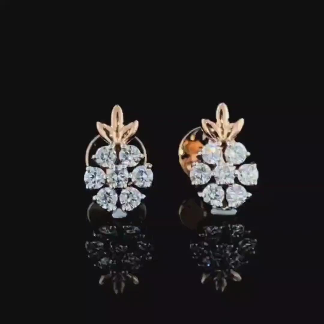 14K Gold Lab Grown Diamond Studs | Floral Cluster Earrings