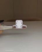 3.30ct Radiant Cut Lab Grown Diamond Engagement Ring | 14K Gold Hidden Halo
