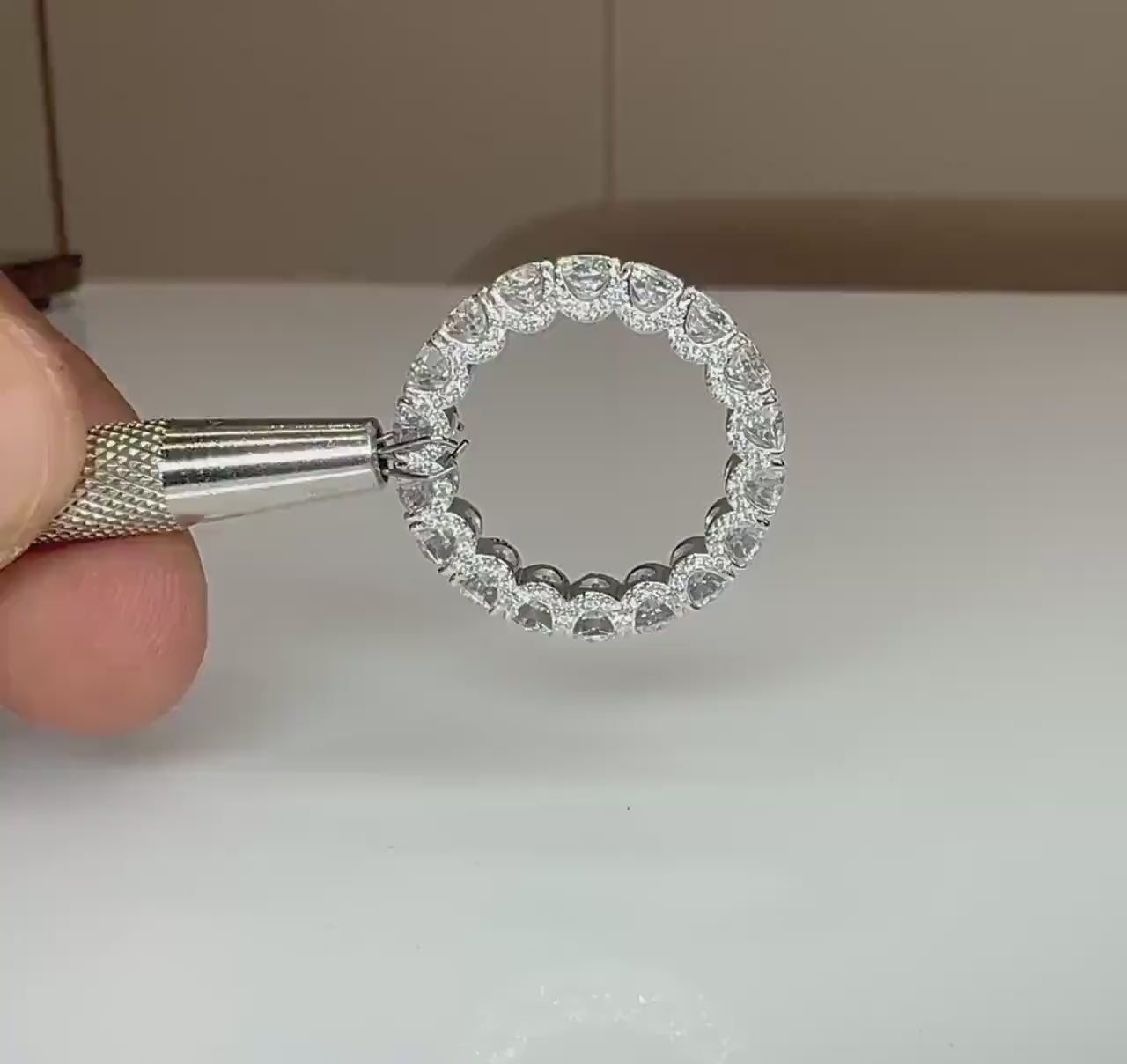 Lab Grown Diamond Eternity Band | 14K Solid Gold Hidden Halo Wedding Ring