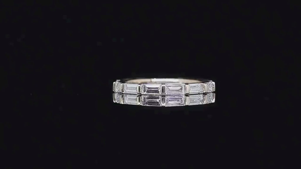 Baguette Cut Lab Grown Diamond Wedding Band | 14K Solid Gold Eternity Ring | SGL Certified