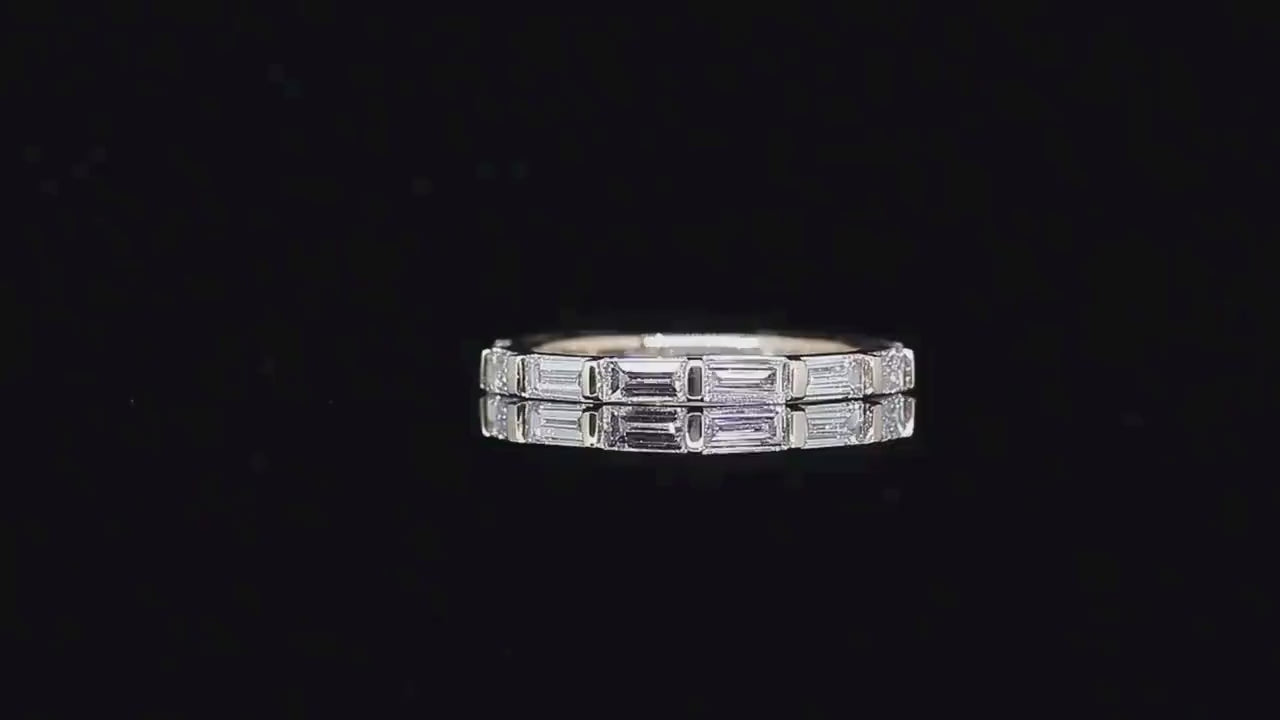 Baguette Cut Lab Grown Diamond Wedding Band | 14K Solid Gold Eternity Ring | SGL Certified