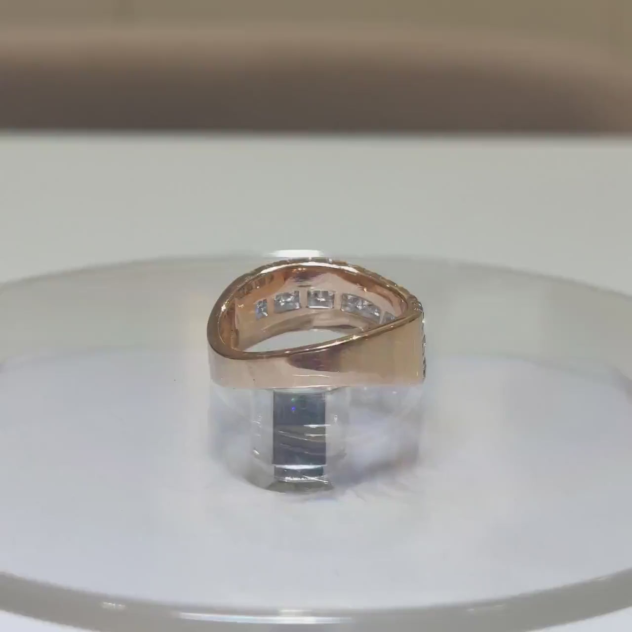 14K Gold Curved Lab Grown Diamond Wedding Band | Stackable Anniversary Ring