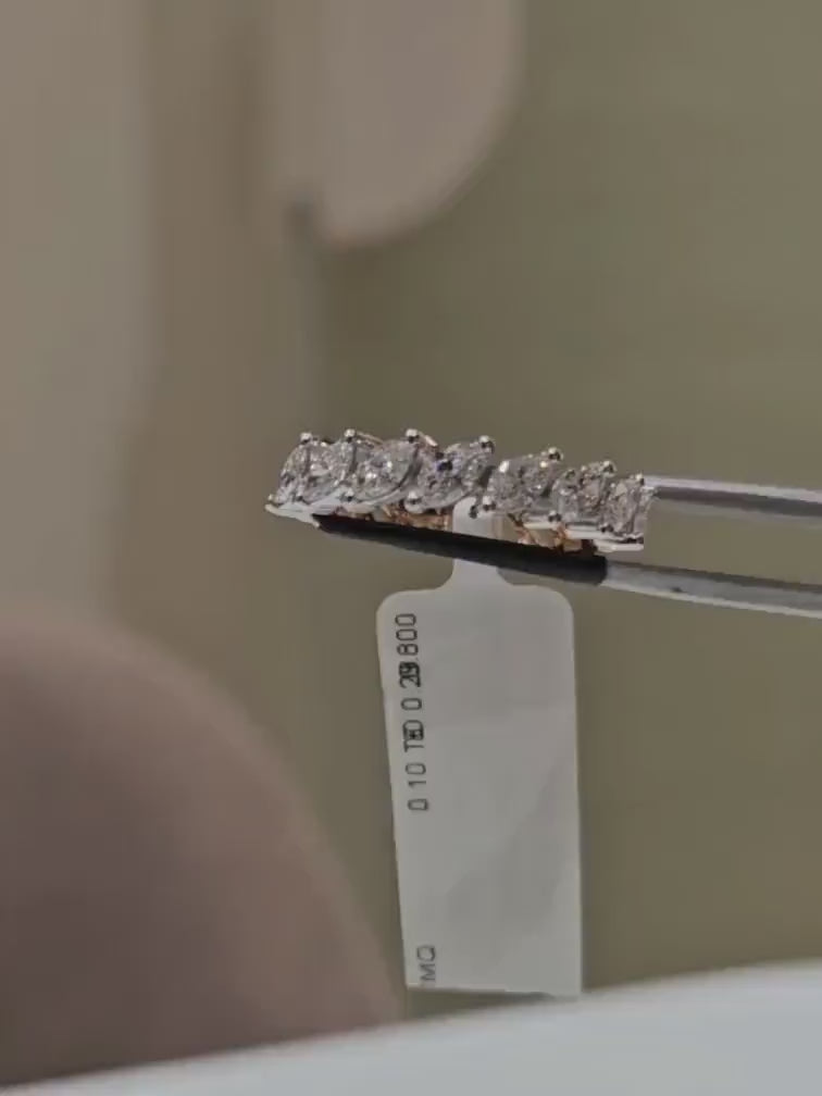 Lab Grown Marquise Diamond Ring | 14K Two Tone Gold Wedding Band