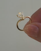 Oval Cut Lab Grown Diamond Engagement Ring | V Shape 14K Gold Chevron Solitaire Ring | Modern Minimal Bridal Ring