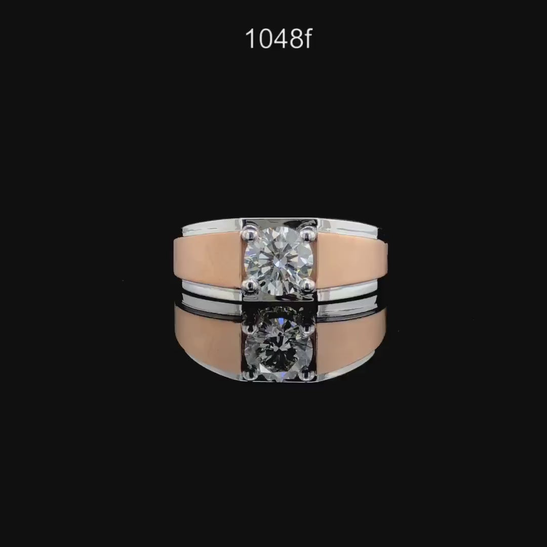 Mens 1CT Lab Grown Diamond Engagement Ring: Two-Tone 14K Gold Engagemnt Ring