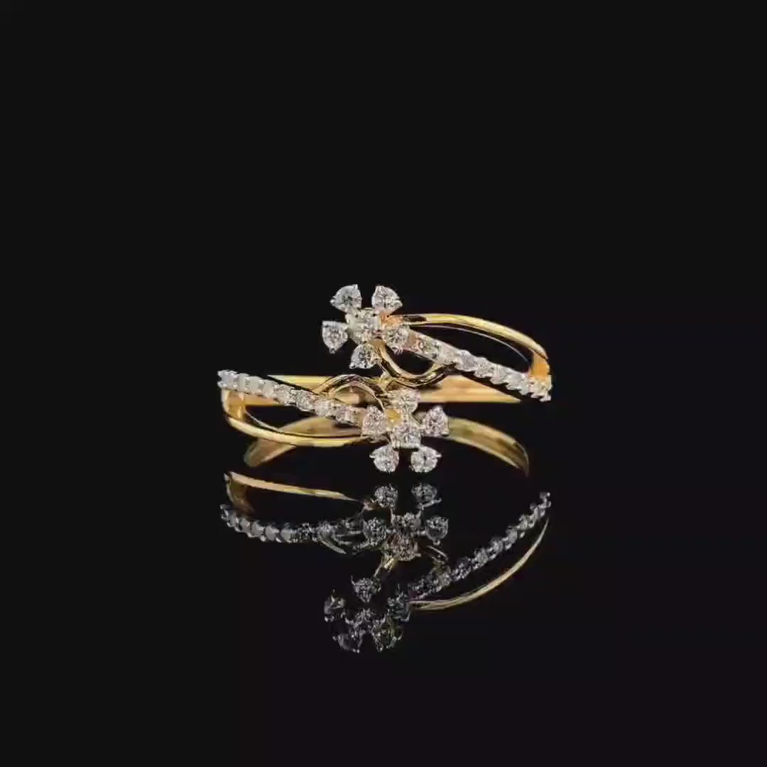 Lab Grown Diamond Bypass Ring | 14K Gold Statement Ring