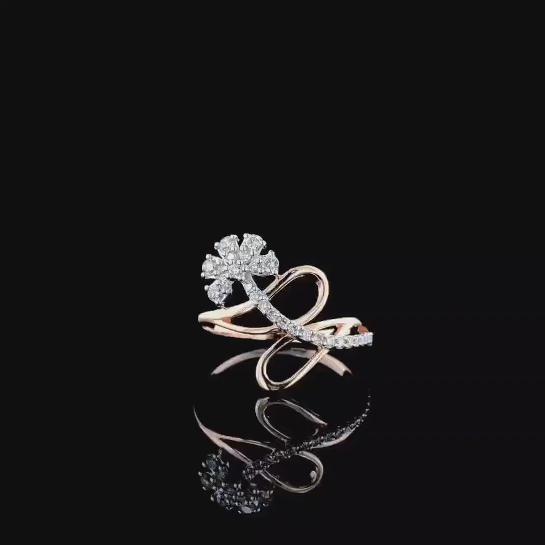 Lab Grown Diamond Flower Ring | 14K Gold Statement Ring