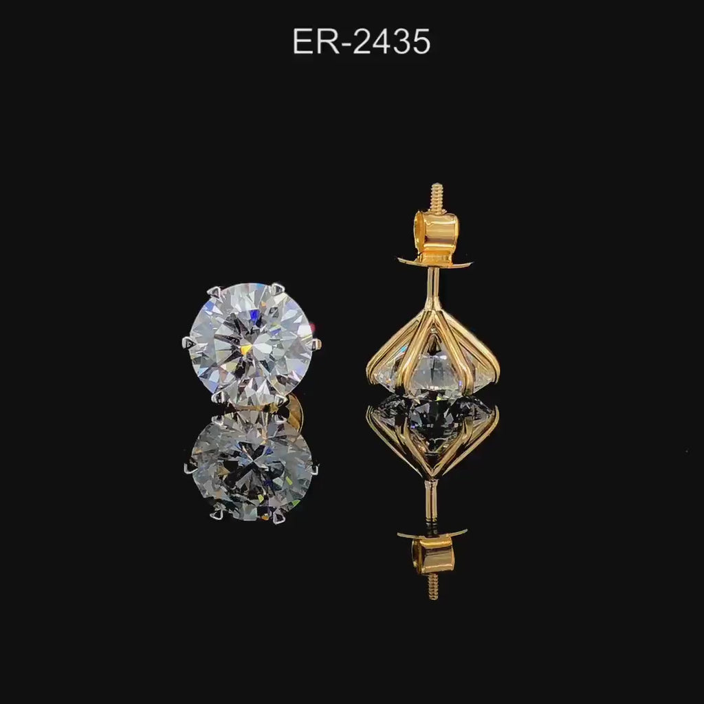 IGI Certified Lab Grown Diamond Stud Earrings | 14K Gold Solitaire