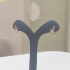 14K Two Tone Gold Lab Grown Diamond Hoop Earrings: Matte U-Shape Huggies