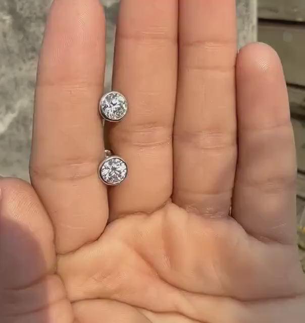 IGI Certified Lab Grown Diamond Studs | 14K Gold Bezel Earrings