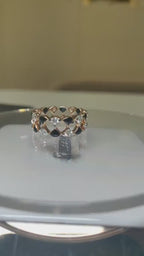 Lab Grown Diamond Wedding Band | 14K Gold & Black Ceramic Ring