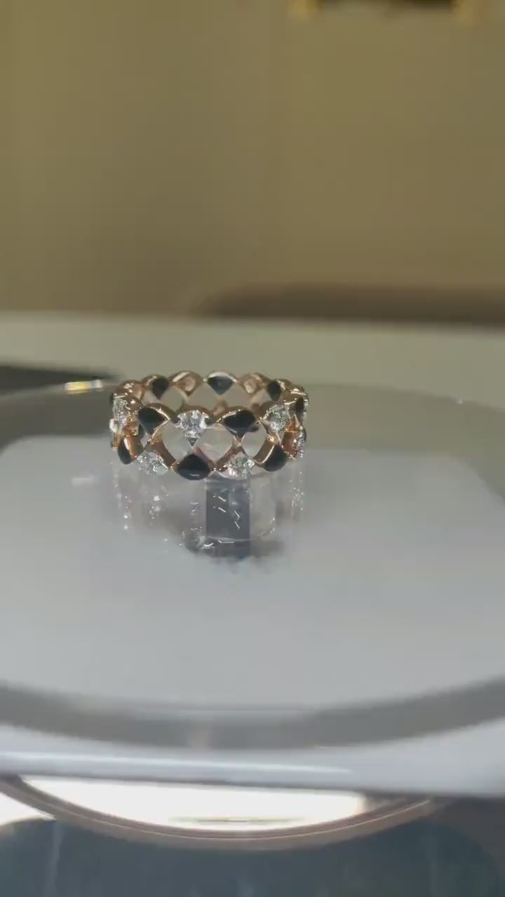 Lab Grown Diamond Wedding Band | 14K Gold & Black Ceramic Ring