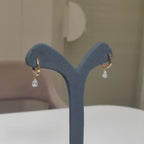 14K Gold Lab Grown Pear Diamond Huggie Earrings