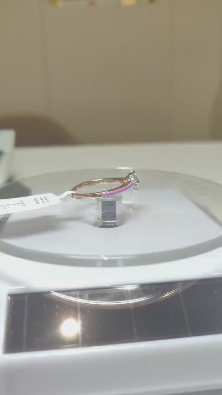 Lab Grown Diamond Engagement Ring | Pink Ceramic & 14K Gold Band, SGL Certified