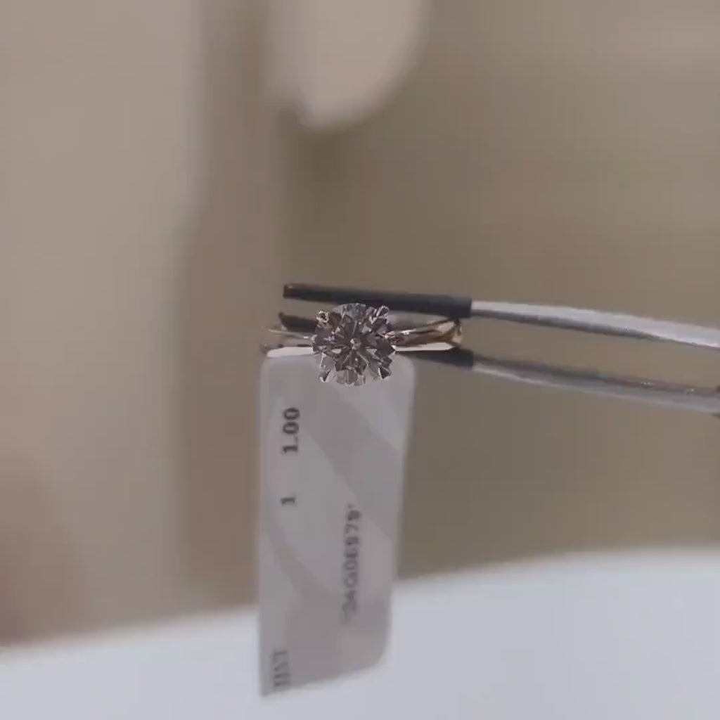 1.00 Carat Lab Grown Diamond Solitaire Ring | 14K Gold, D Color, VVS2