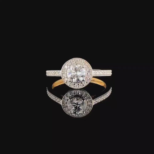 14K Gold Lab Grown Diamond Halo Engagement Ring | SGL Certified