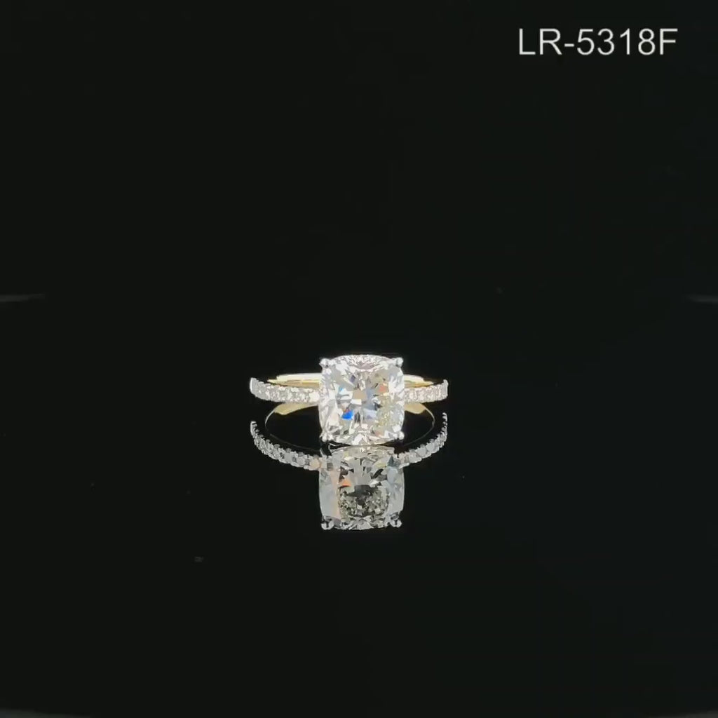 Cushion Cut 2.20 CTW Lab Grown Diamond Engagement Ring, 14K Gold, IGI Certified
