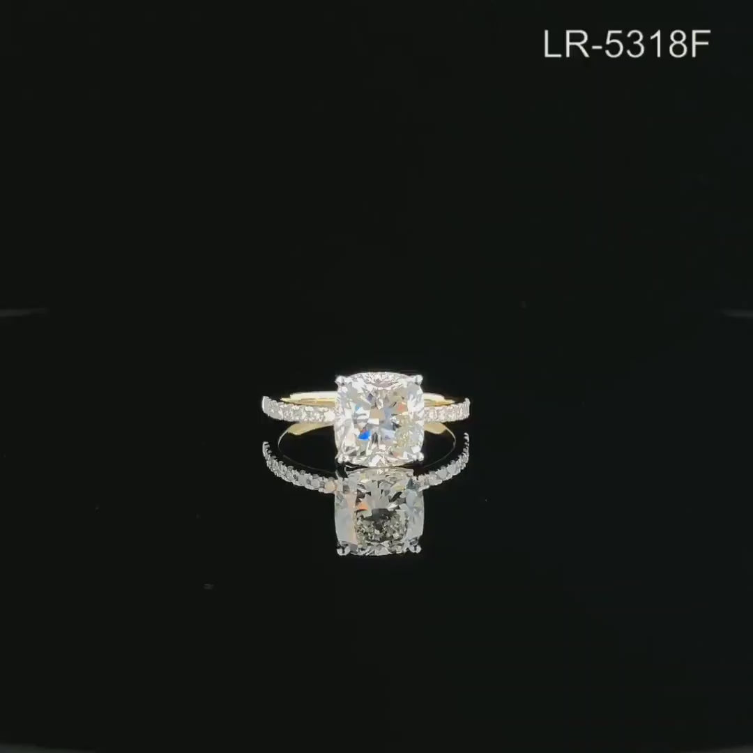 Cushion Cut 2.20 CTW Lab Grown Diamond Engagement Ring, 14K Gold, IGI Certified