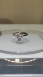 Emerald Cut Lab Grown Diamond Ring | Black Ceramic, 14K Gold