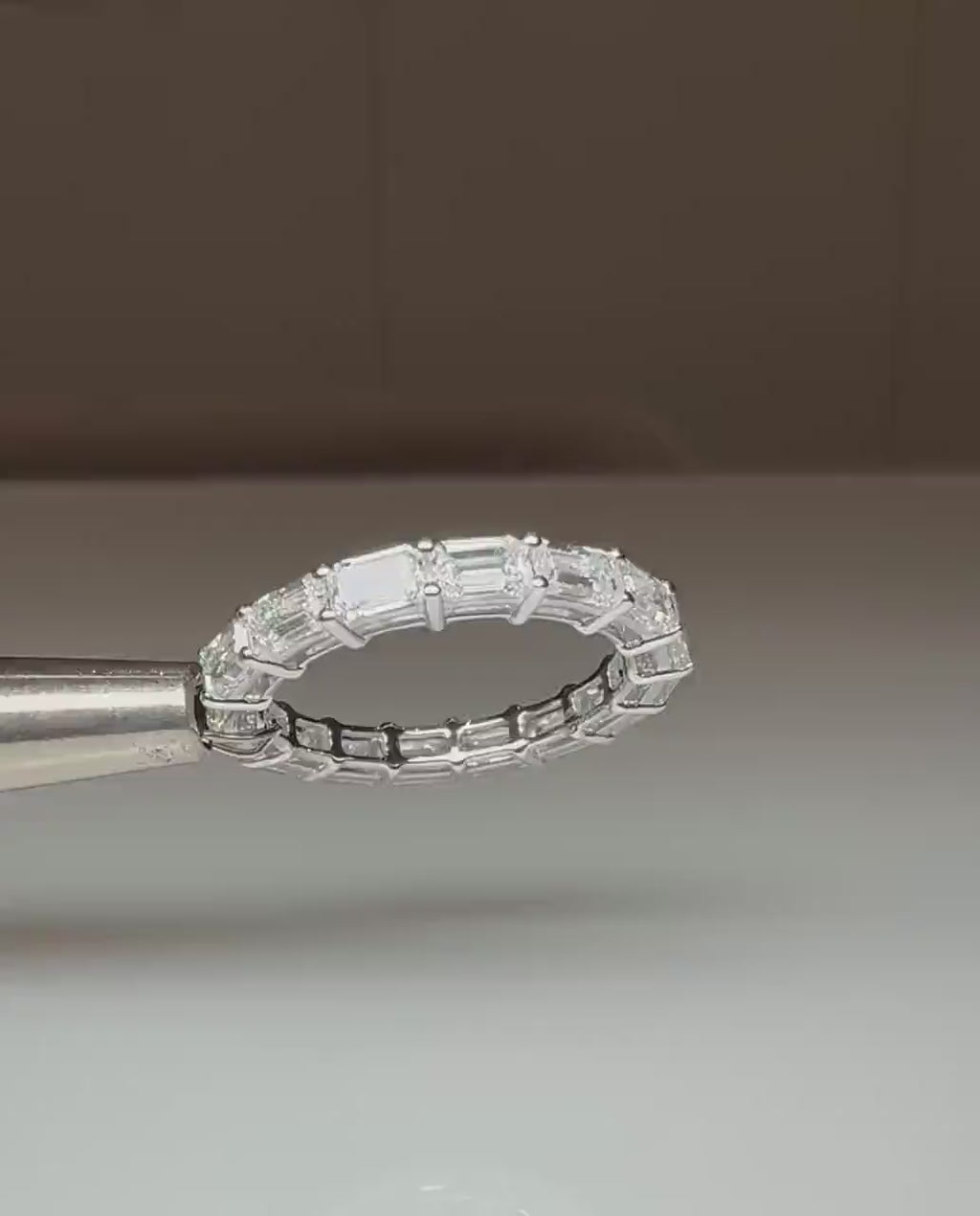 Emerald Cut Lab Grown Diamond Band: 14K Solid Gold Eternity Ring, 3CTW SGL Certified
