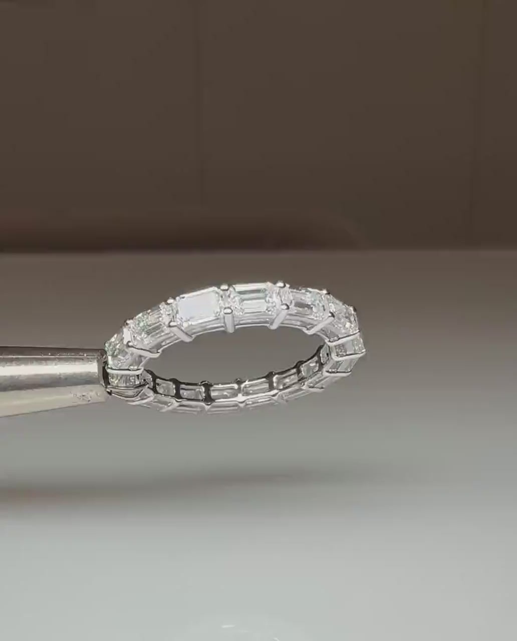 Emerald Cut Lab Grown Diamond Band: 14K Solid Gold Eternity Ring, 3CTW SGL Certified