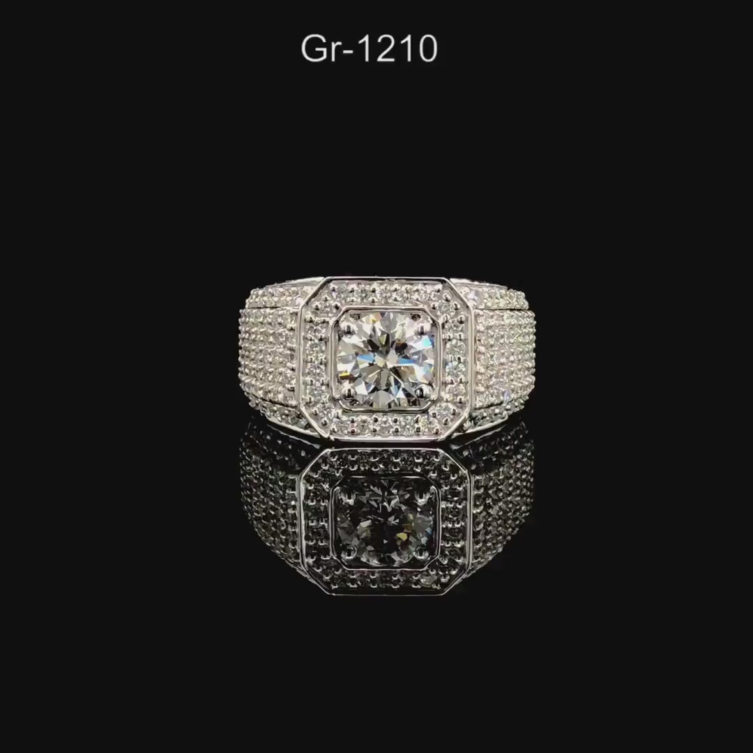 Mens Lab Grown Diamond Engagement Ring: 14K Gold Wedding Band