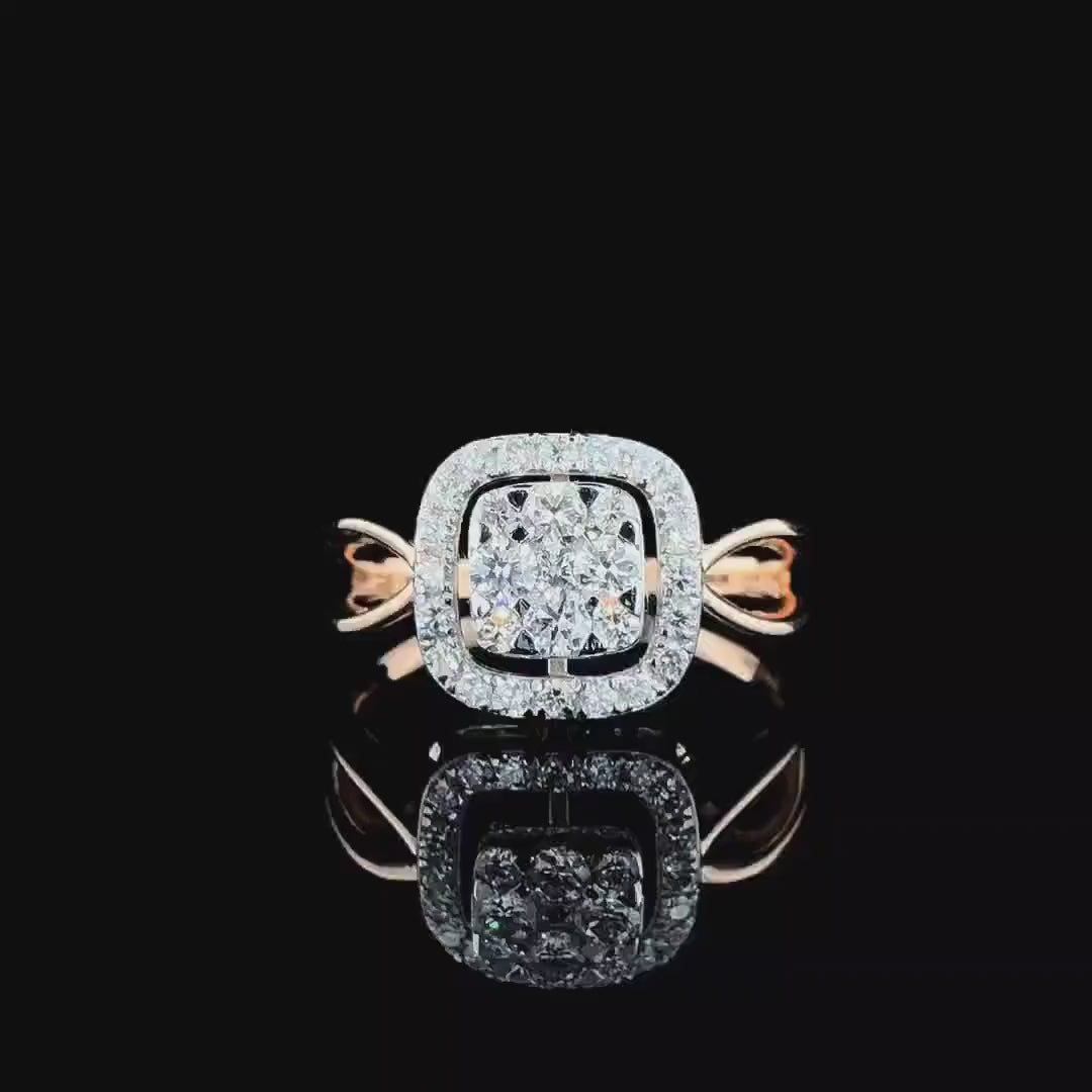 Lab Grown Diamond Halo Ring | 14K Gold Statement Ring