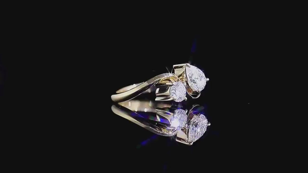 Toi et Moi Lab Grown Diamond Engagement Ring | Pear & Round 14K Gold