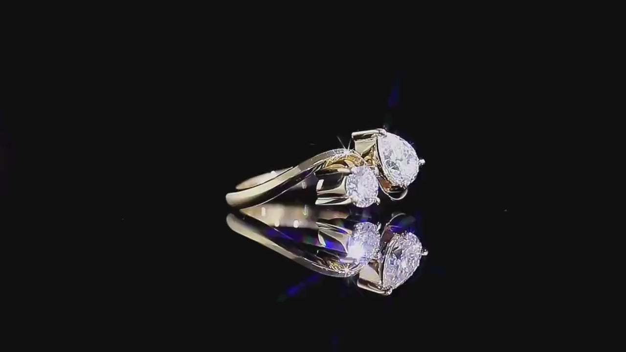 Toi et Moi Lab Grown Diamond Engagement Ring | Pear & Round 14K Gold