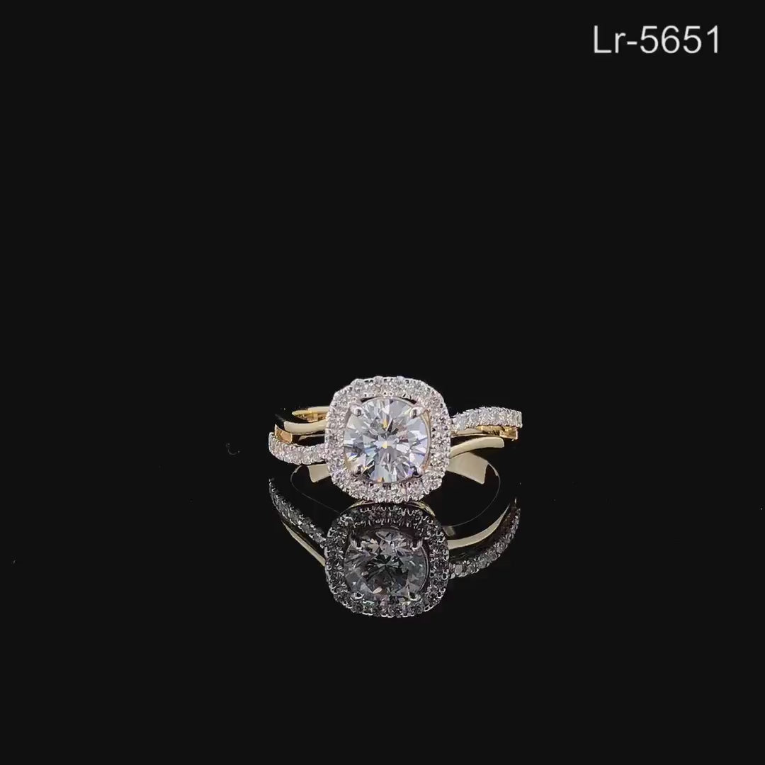 Lab Grown Diamond Halo Engagement Ring: 14K Gold IGI Certified Bridal Jewelry