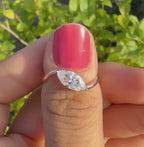 1CT Marquise Lab Grown Diamond Ring: 14K Gold Bypass Engagement Ring