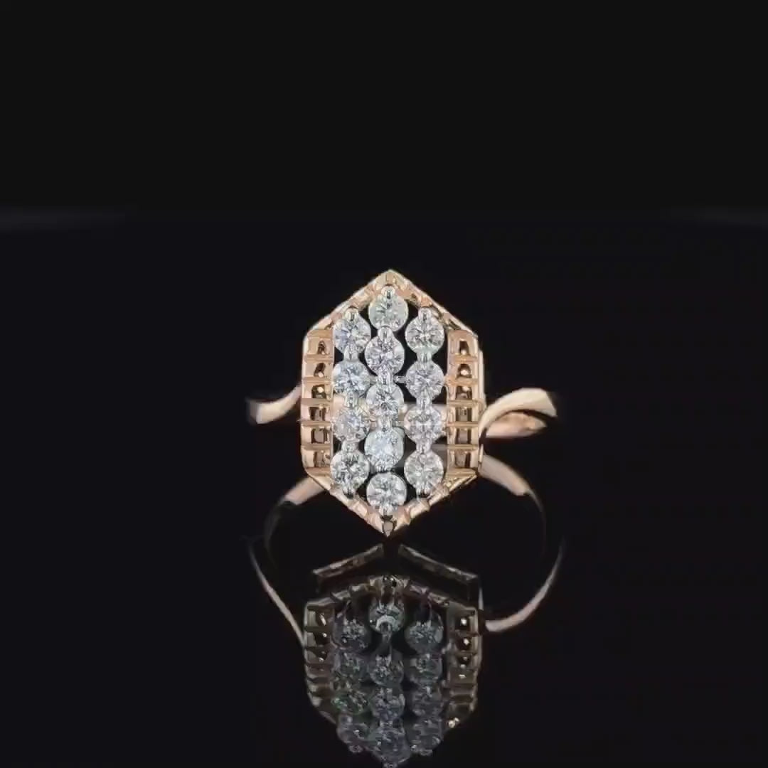 Lab Grown Diamond Statement Ring | 14K Solid Gold Geometric Design